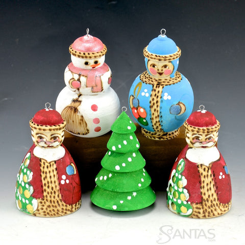 Santa Family Wood Ornament Set