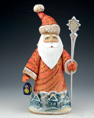 Scenic Long Robed Russian Santa with Staff