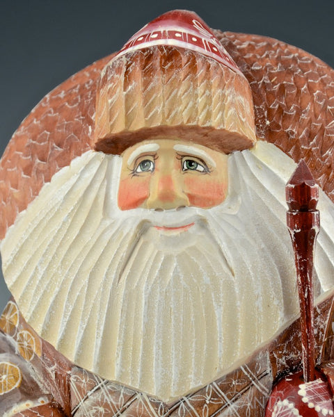 Christmas Birds Two Sided Scenic Russian Santa