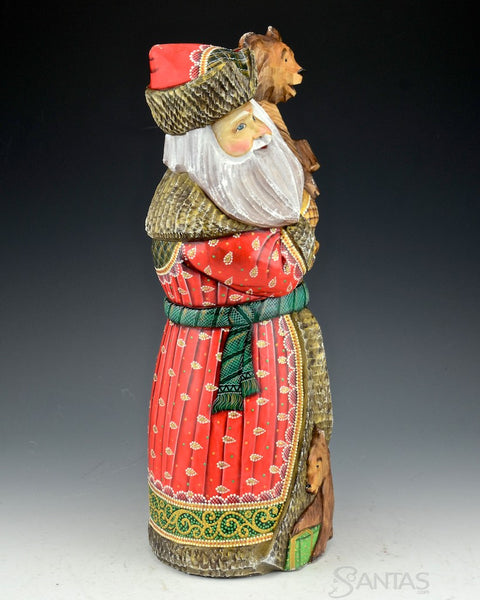 15 inch Large Red Russian Santa with Bears