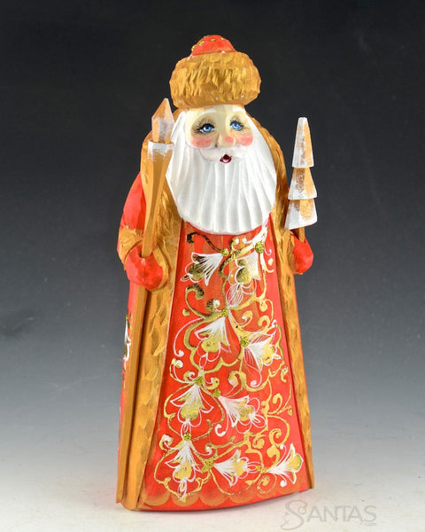 Red and Gold Santa with Staff and Tree