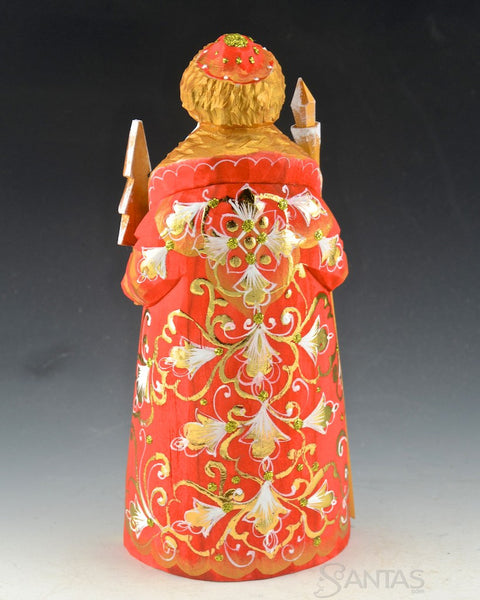 Red and Gold Santa with Staff and Tree
