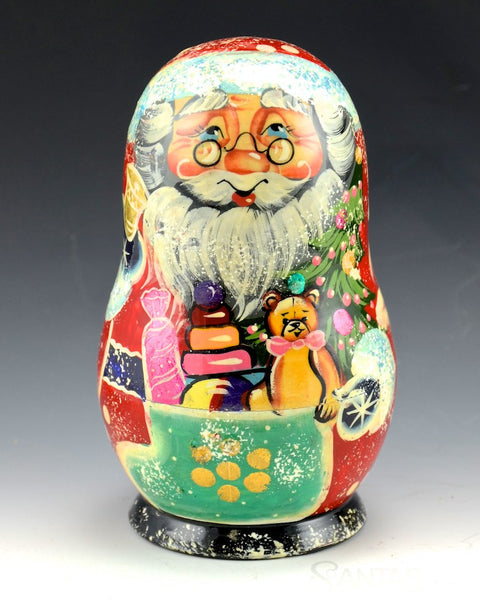 Wooden Santa Container with Ornaments