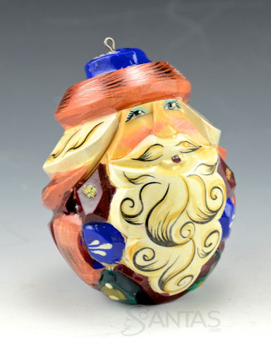Solid Wood Carved Santa Ornament