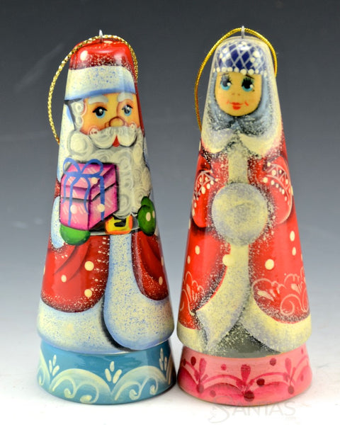 Mr and Mrs Claus Solid Wood Ornaments