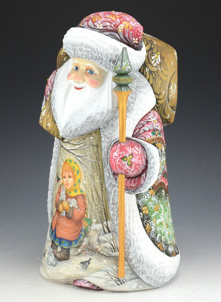 Russian Santa with Girl and Bunny Rabbits
