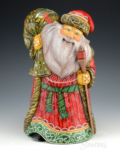 All Christmas Russian Santa with Holly Berry Toybag