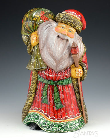 All Christmas Russian Santa with Holly Berry Toybag