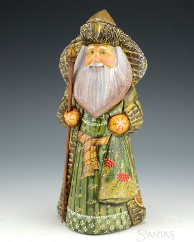 Woodland Green Russian Santa Carving
