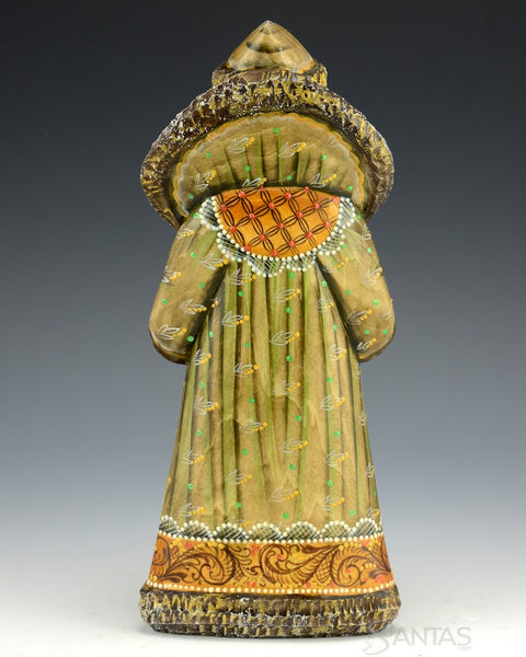 Woodland Green Russian Santa Carving