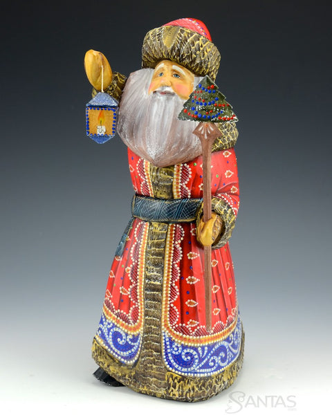 Red and Blue Traveling Russian Santa