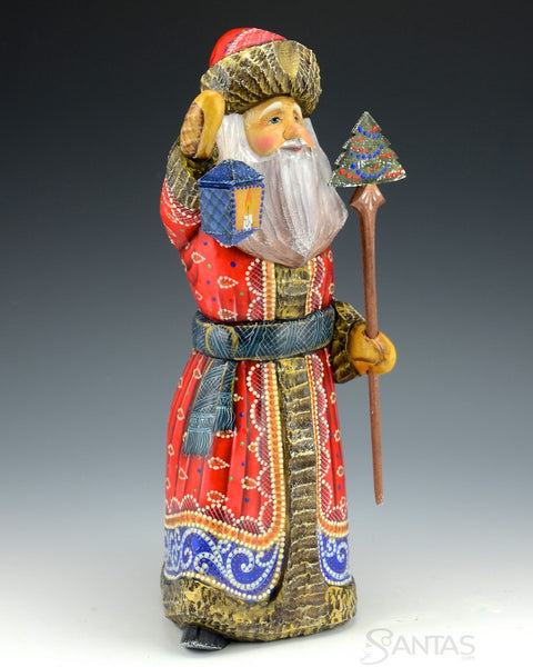 Red and Blue Traveling Russian Santa