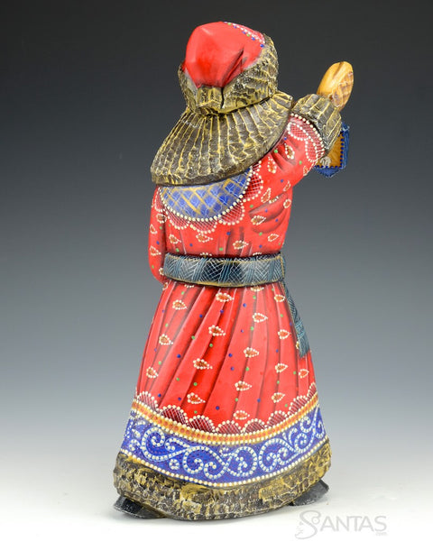 Red and Blue Traveling Russian Santa