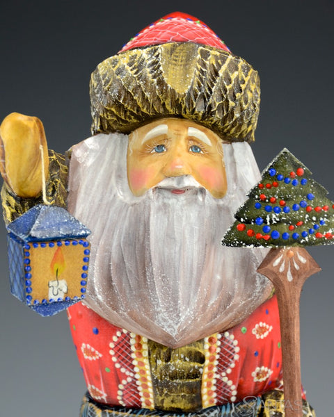 Red and Blue Traveling Russian Santa