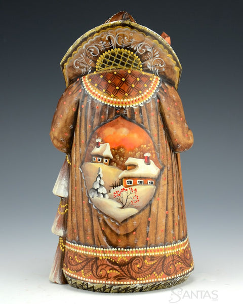 Brown Scenic Russian Santa with Tree