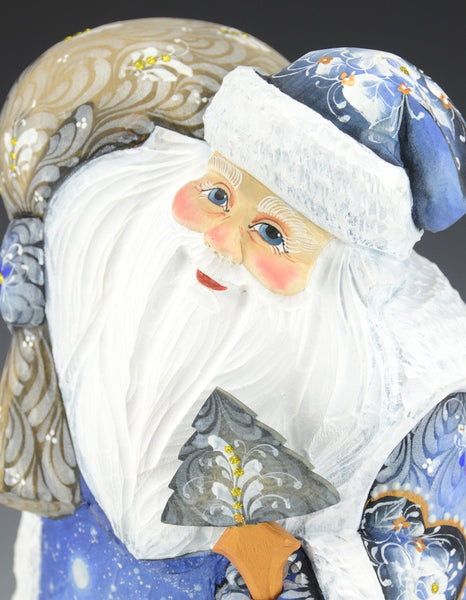 Winter Blue Russian Santa with Polar Bear Cubs