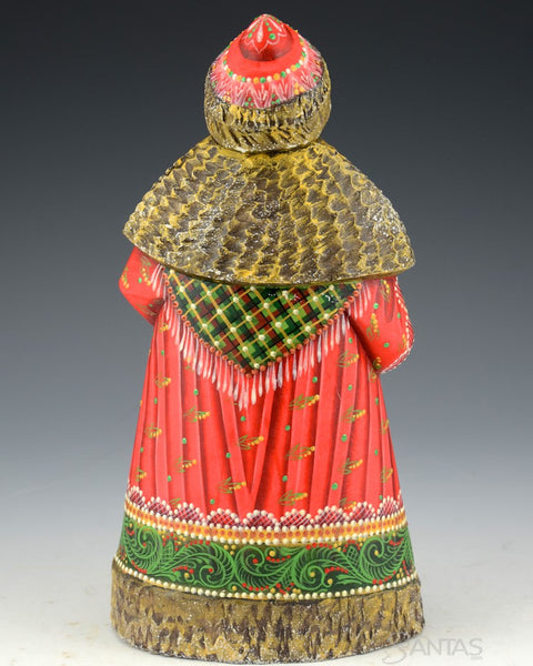 Red Green and Gold Decorative Russian Santa with Staff