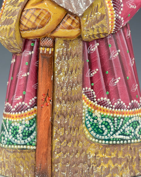 Green and Burgundy Russian Santa with Staff
