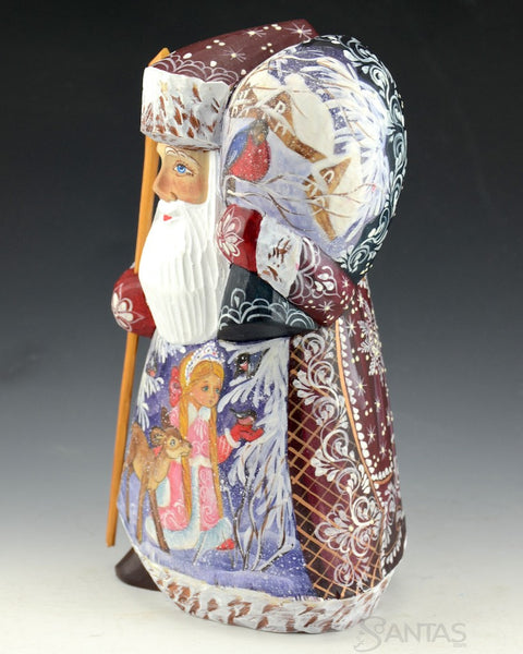 Small Russian Santa with Snowmaiden and Winter Scenes