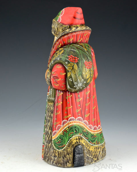 Christmas Colors Santa with Holly Leaf Toy Bag