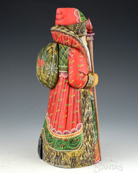 Christmas Colors Santa with Holly Leaf Toy Bag