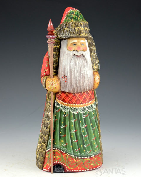 Christmas Colors Santa with Holly Leaf Toy Bag