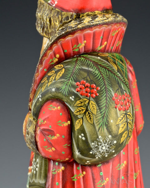 Christmas Colors Santa with Holly Leaf Toy Bag