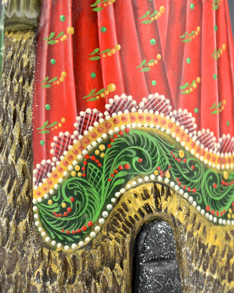 Christmas Colors Santa with Holly Leaf Toy Bag