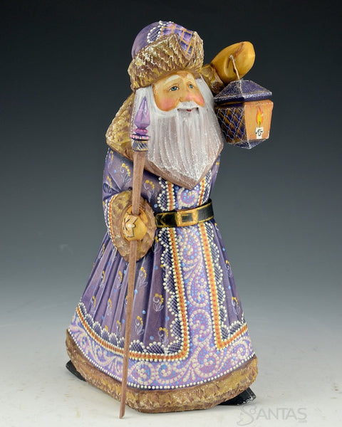 Purple Detailed Russian Santa with Lantern