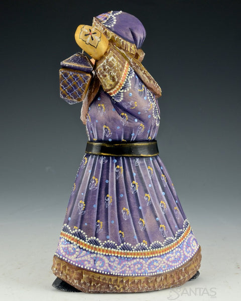 Purple Detailed Russian Santa with Lantern