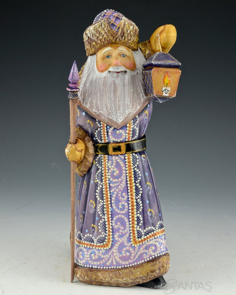 Purple Detailed Russian Santa with Lantern