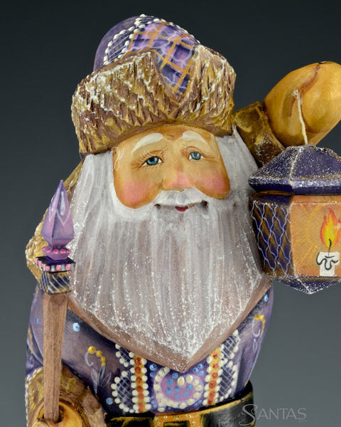 Purple Detailed Russian Santa with Lantern