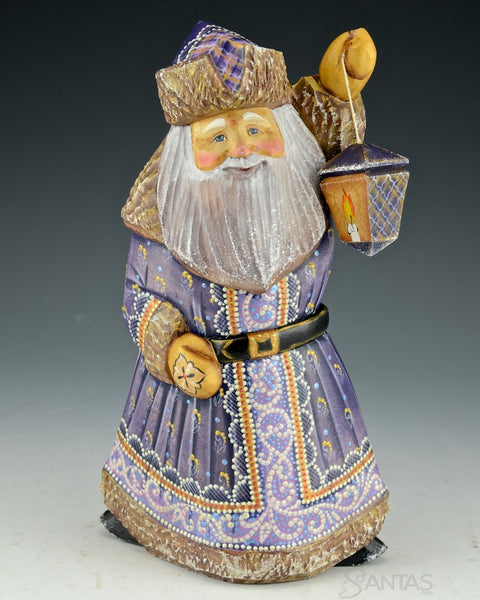 Purple Toned Russian Santa Holding a Lantern