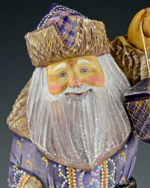 Purple Toned Russian Santa Holding a Lantern