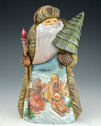 Russian Santa with Children and Christmas Tree