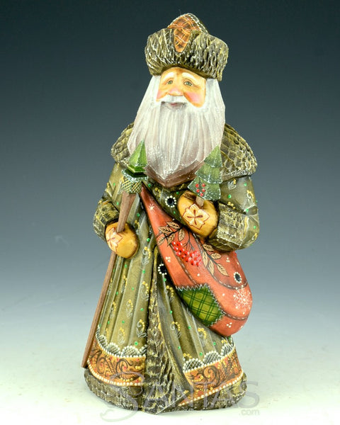 Forest Green Russian Santa with Satchel