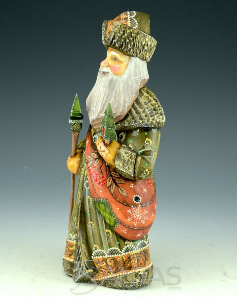 Forest Green Russian Santa with Satchel