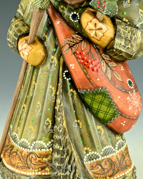 Forest Green Russian Santa with Satchel