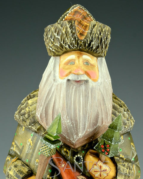 Forest Green Russian Santa with Satchel