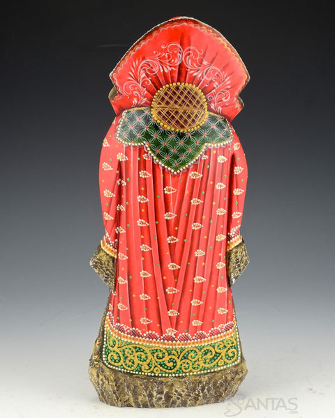Red and Green Decorated Russian Santa with Bird