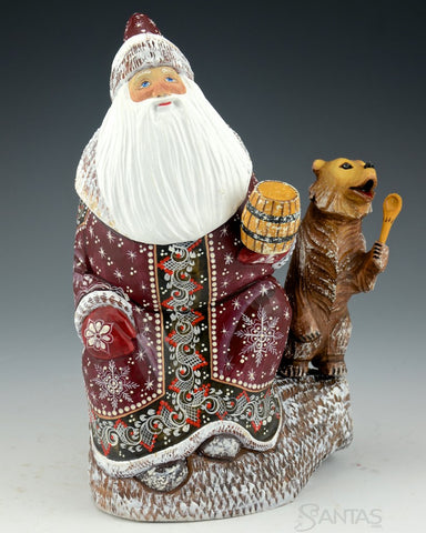 Santa Sharing Honey with Bear