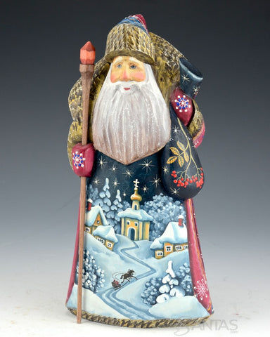 Starry Night Russian Santa with Toy Bag