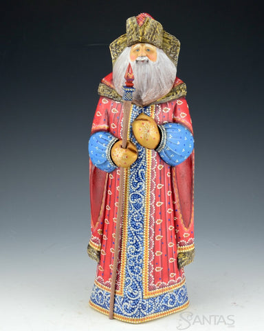 Tall Red and Blue Decorative Russian Santa