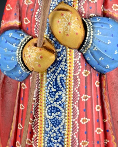 Tall Red and Blue Decorative Russian Santa
