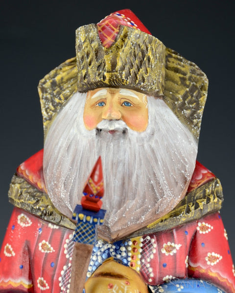 Tall Red and Blue Decorative Russian Santa