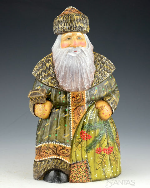 Forest Green Santa with Christmas Box and Toy Bag