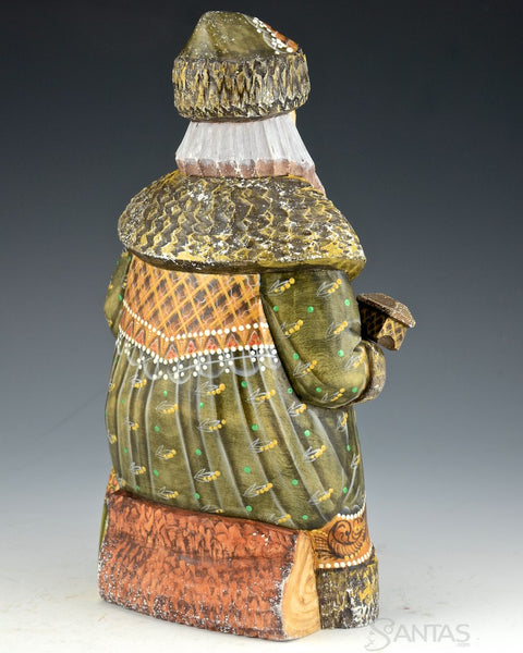 Forest Green Santa with Christmas Box and Toy Bag