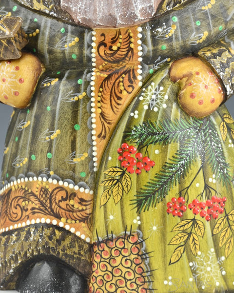 Forest Green Santa with Christmas Box and Toy Bag