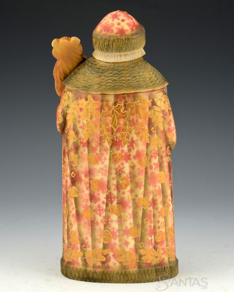 Leaf Series Russian Santa Blue and gold with Bear