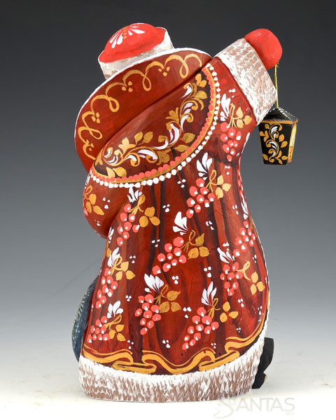 Santa with Troika, Lantern and Winter Birds